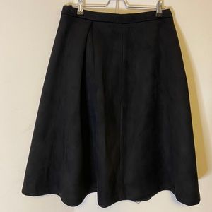 LucyParis Black Suede Midi Skirt